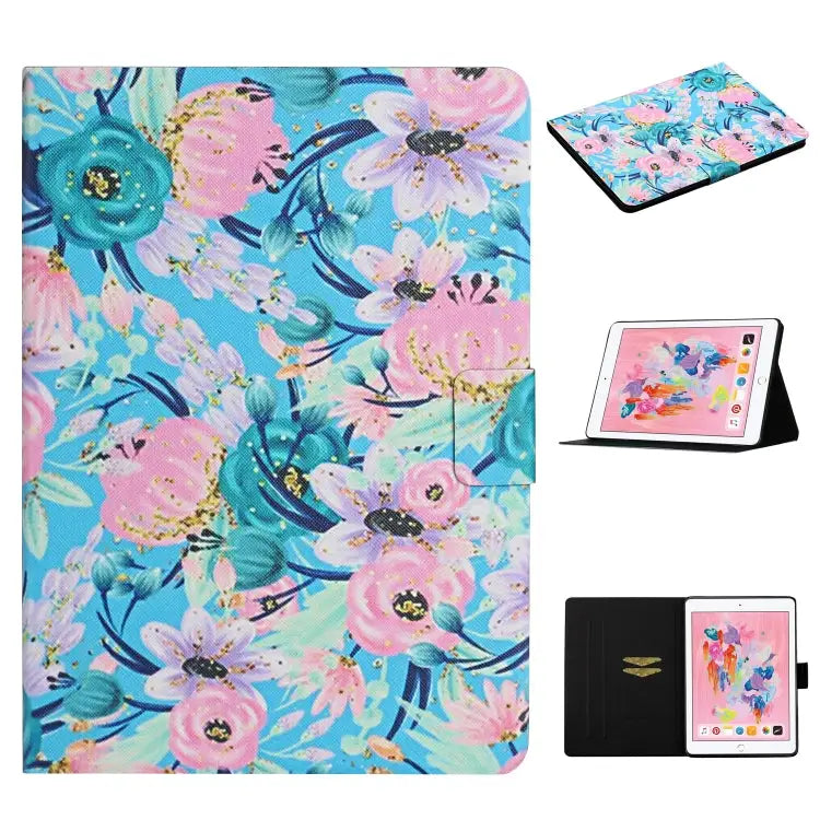 Flower Pattern Horizontal Flip Leather Case with Card Slots & Holder For iPad 5 For iPad 10.2 For iPad Pro 10.5 inch