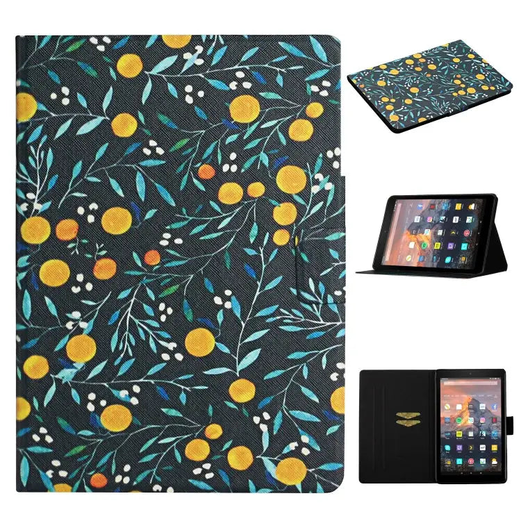 Flower Pattern Horizontal Flip Leather Case with Card Slots & Holder For Samsung Galaxy Tab S6 For Amazon Kindle Fire 7