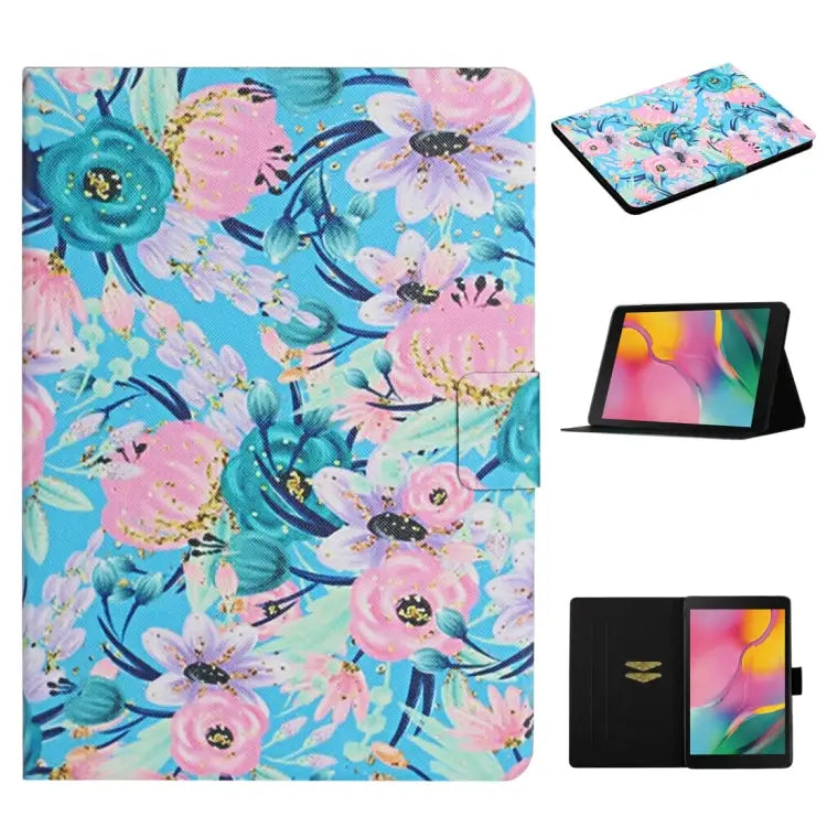 Flower Pattern Horizontal Flip Leather Case with Card Slots & Holder For Samsung Galaxy Tab A 8.0 2019 For Samsung