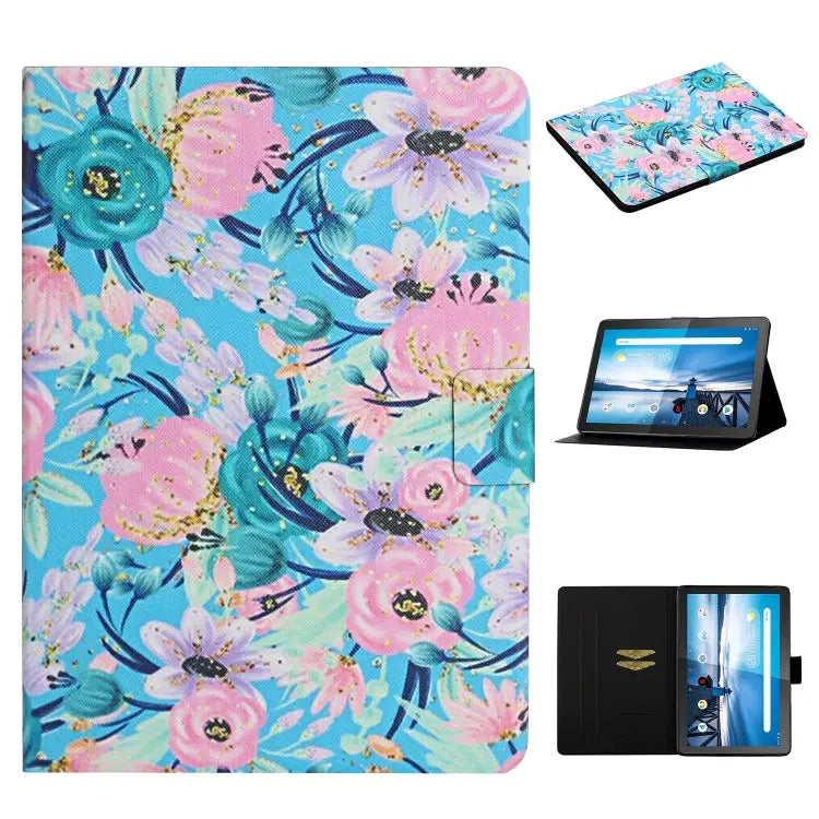 Flower Pattern Horizontal Flip Leather Case with Card Slots & Holder For Huawei MediaPad M5 lite 10.1 For Huawei