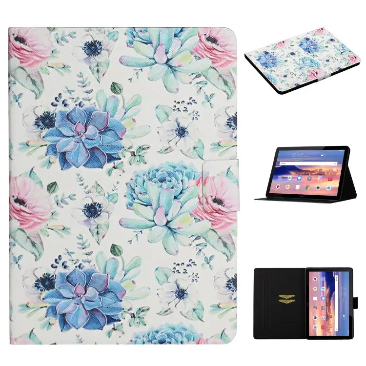 Flower Pattern Horizontal Flip Leather Case with Card Slots & Holder For Huawei MediaPad M5 lite 10.1 For Huawei