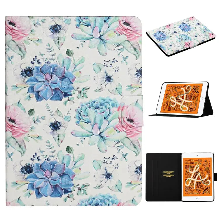 Flower Pattern Horizontal Flip Leather Case with Card Slots & Holder For iPad Mini 2019 For iPad Mini 4 & 3 & 2 & 1