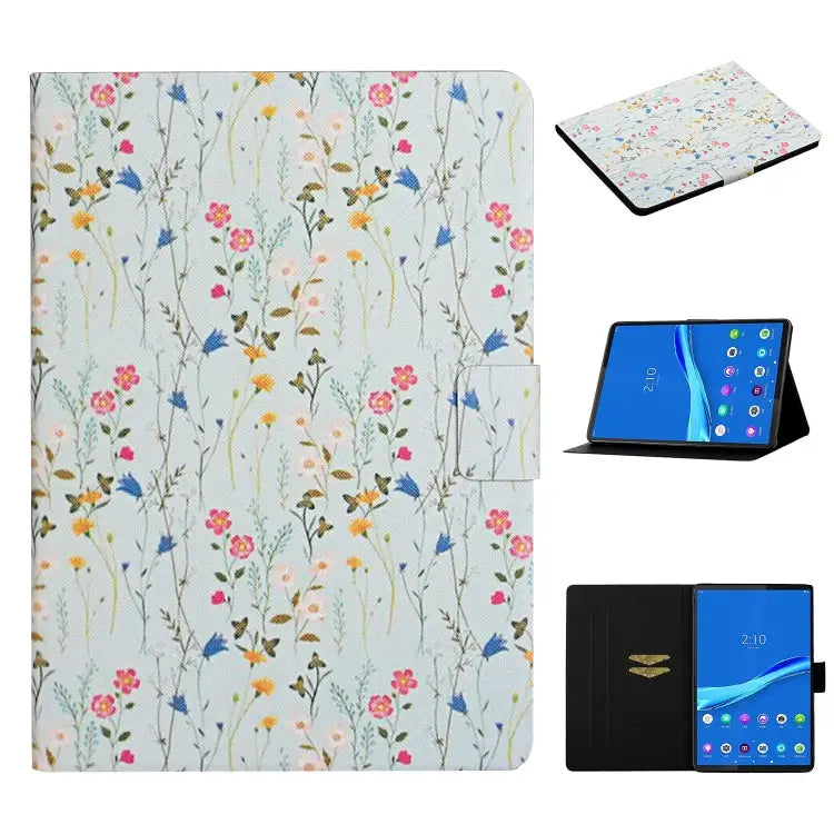 Flower Pattern Horizontal Flip Leather Case with Card Slots & Holder For Huawei MediaPad M5 lite 10.1 For Huawei