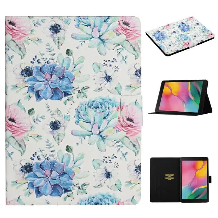 Flower Pattern Horizontal Flip Leather Case with Card Slots & Holder For Samsung Galaxy Tab A 8.0 2019 For Samsung