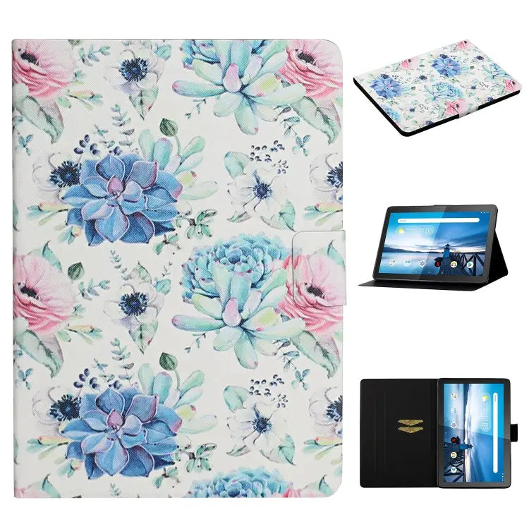 Flower Pattern Horizontal Flip Leather Case with Card Slots & Holder For Huawei MediaPad M5 lite 10.1 For Huawei