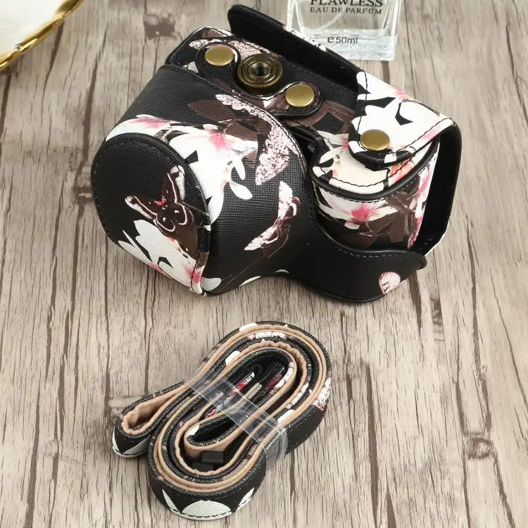 Flower Pattern PU Leather Camera Case for Sony A6000 / A6300 / A6400 / Nex 6 - Black