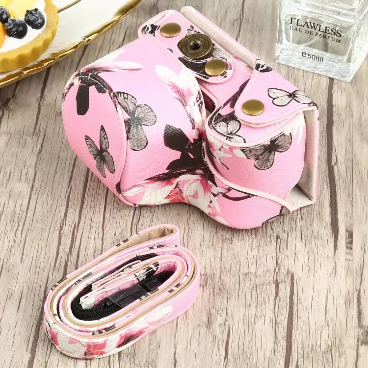 Flower Pattern PU Leather Camera Case for Sony A6000 / A6300 / A6400 / Nex 6 - Pink
