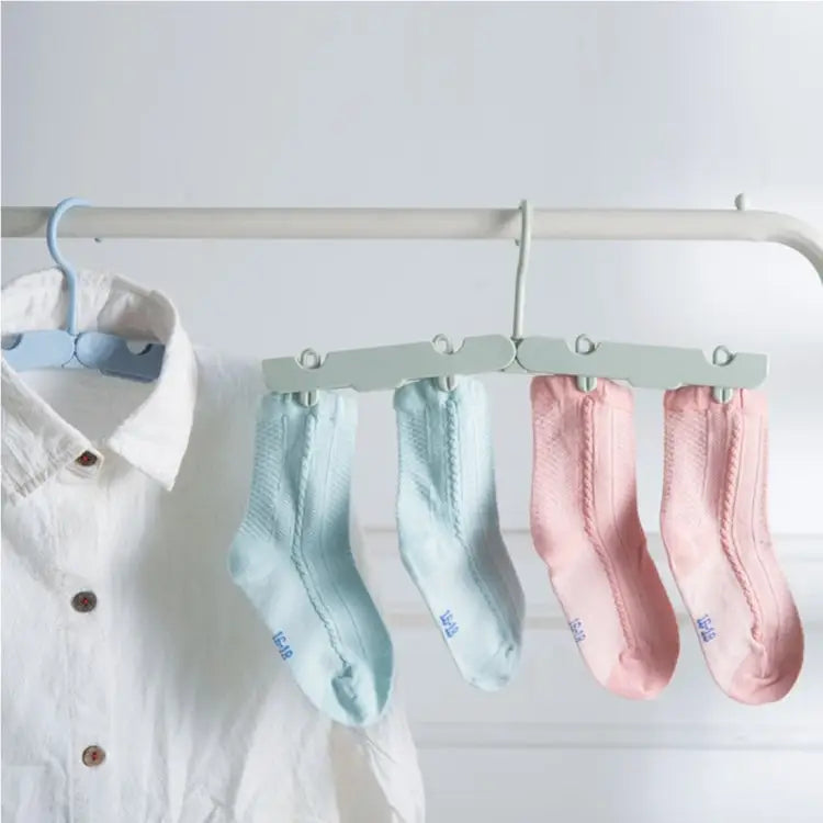 Foldable Clothes Hanger Drying Rack with 4 Hidden Clips for Home / Travel Random Color Delivery Foldable Clothes Hanger