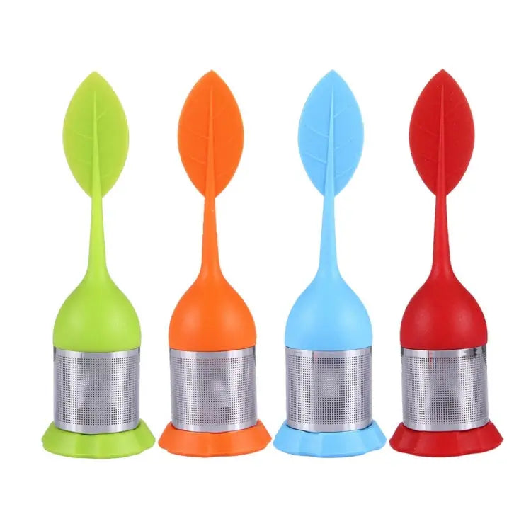 Food Grade Leaf Silicone Make Tea Bag Stainless Steel Tea Strainers Random Color Delivery Leaf Shape - Leaf Shape