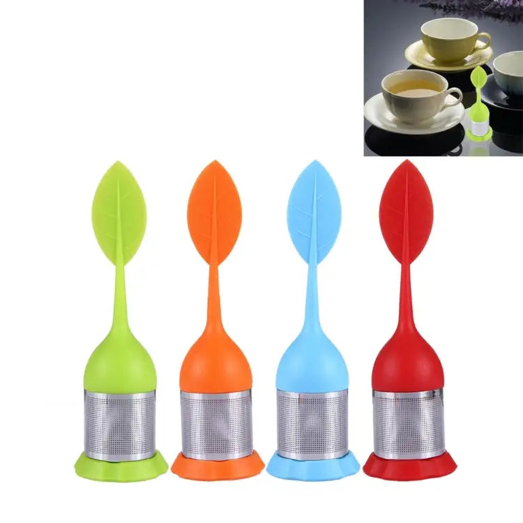 Food Grade Leaf Silicone Make Tea Bag Stainless Steel Tea Strainers Random Color Delivery Leaf Shape - Leaf Shape