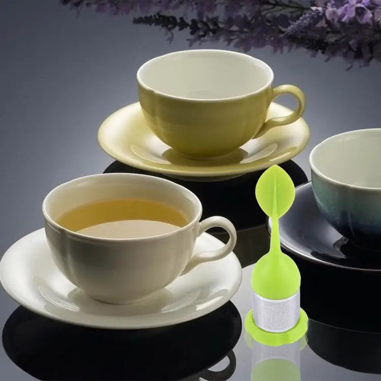Food Grade Leaf Silicone Make Tea Bag Stainless Steel Tea Strainers Random Color Delivery Leaf Shape - Leaf Shape