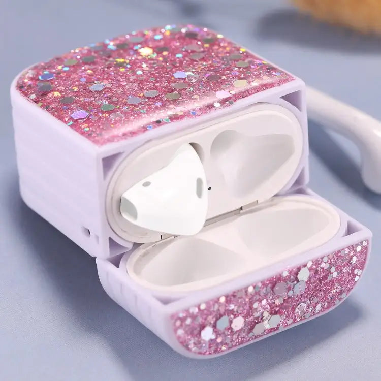 For AirPods 1 / 2 Glitter Sequins Wireless Earphone Protective Case For AirPods 1 / 2 - For AirPods 1 / 2 / Pink