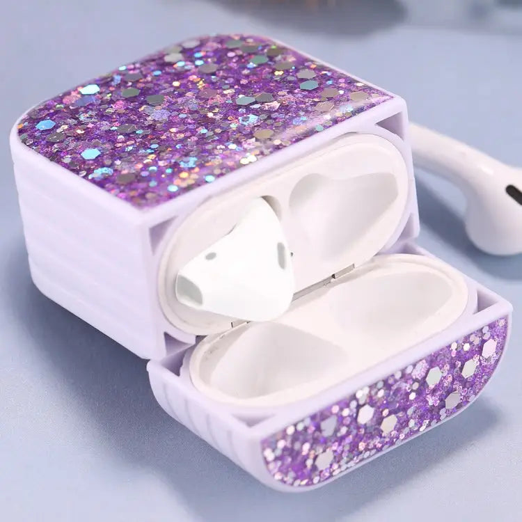 For AirPods 1 / 2 Glitter Sequins Wireless Earphone Protective Case For AirPods 1 / 2 - For AirPods 1 / 2 / Purple