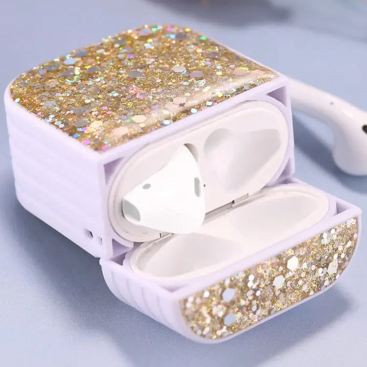 For AirPods 1 / 2 Glitter Sequins Wireless Earphone Protective Case For AirPods 1 / 2 - For AirPods 1 / 2 / Gold