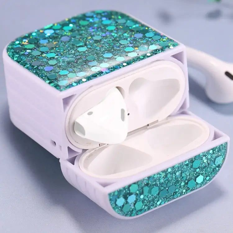 For AirPods 1 / 2 Glitter Sequins Wireless Earphone Protective Case For AirPods 1 / 2 - For AirPods 1 / 2 / Lake Blue