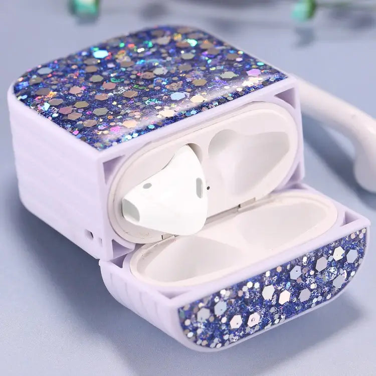 For AirPods 1 / 2 Glitter Sequins Wireless Earphone Protective Case For AirPods 1 / 2 - For AirPods 1 / 2 / Dark Blue