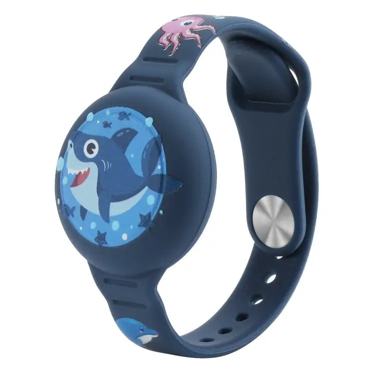 For Airtag Cartoon Watch Strap Locator Silicone Protective Cover Anti-lost Device Case - Shark - Apple Accessories
