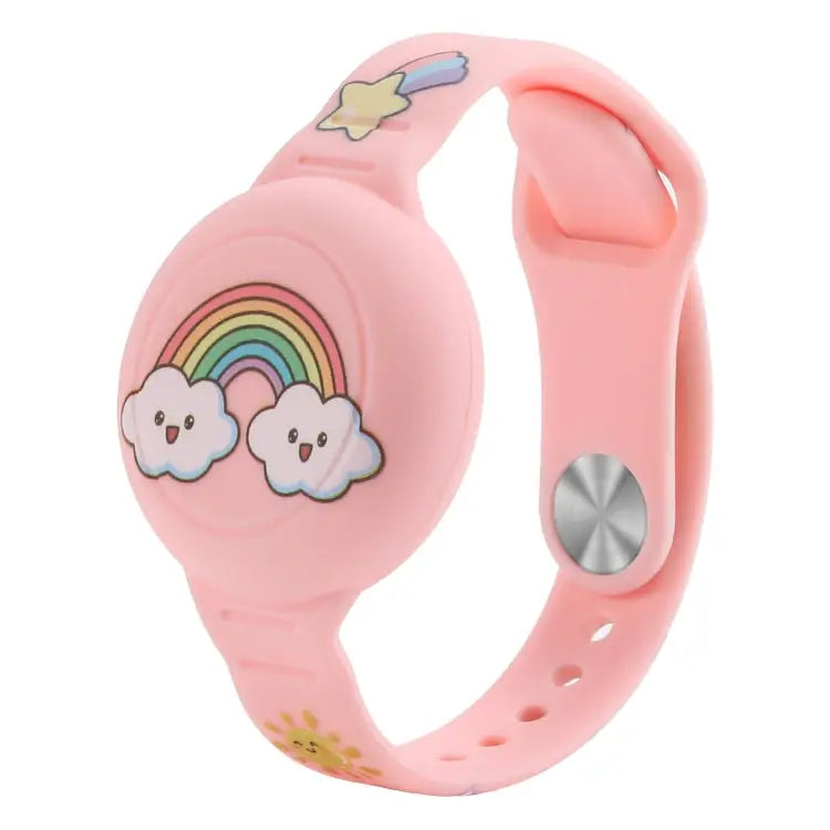 For Airtag Cartoon Watch Strap Locator Silicone Protective Cover Anti-lost Device Case - Rainbow Cloud - Apple