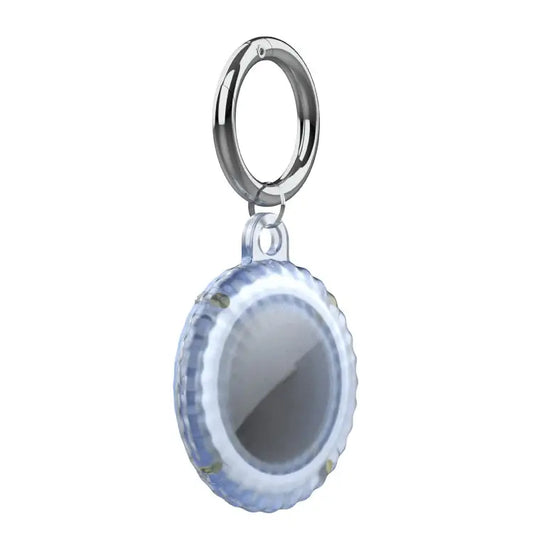 For Airtag IP68 Waterproof Full Cover PC Case With Key Ring - Transparent Blue - Apple Accessories