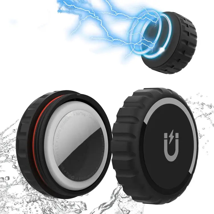 For Airtag PC High-Strength Magnetic Suction Waterproof Protective Cover Magnetic Black - Magnetic Black - Apple