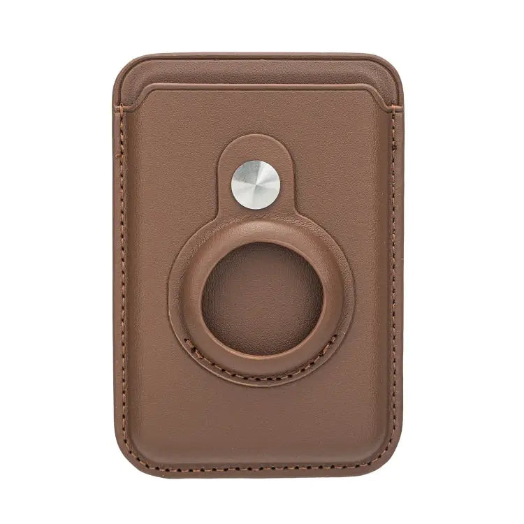 For Airtag Positioner Fiber Card Clip Anti-Theft Card Tracker Protection Cover Magnetic Paste - Magnetic / Brown