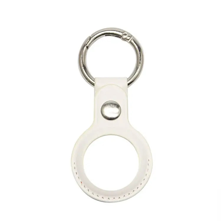 For Airtag Tracker Locator Faux Leather Case Protective Cover - White - Apple Accessories