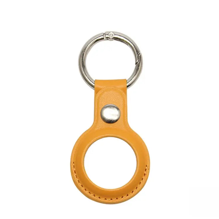 For Airtag Tracker Locator Faux Leather Case Protective Cover - Yellow - Apple Accessories