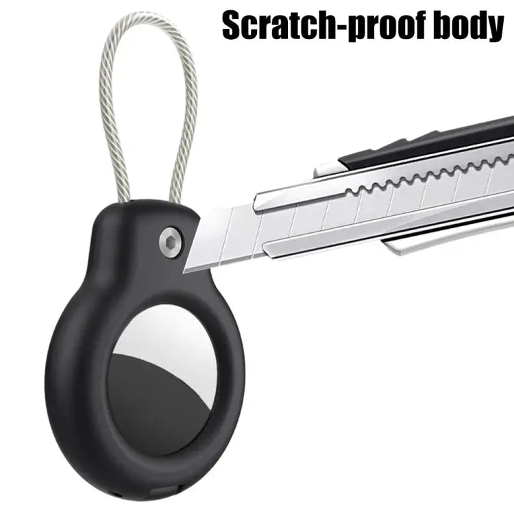 For AirTag Tracker Protective Cover With Metal Lanyard and Lock Three-proof Case Black White Transparent Black - Apple