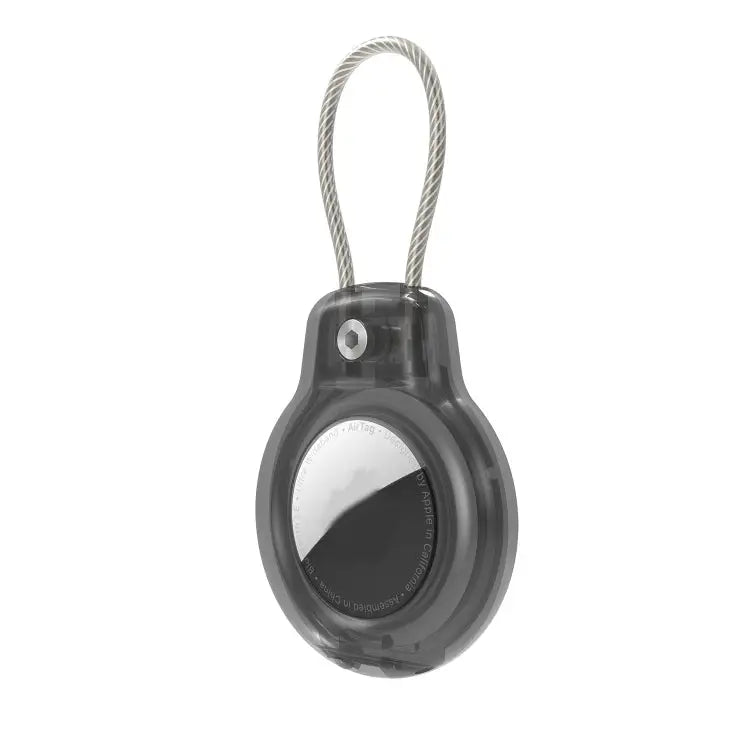 For AirTag Tracker Protective Cover With Metal Lanyard and Lock Three-proof Case Black White Transparent Black