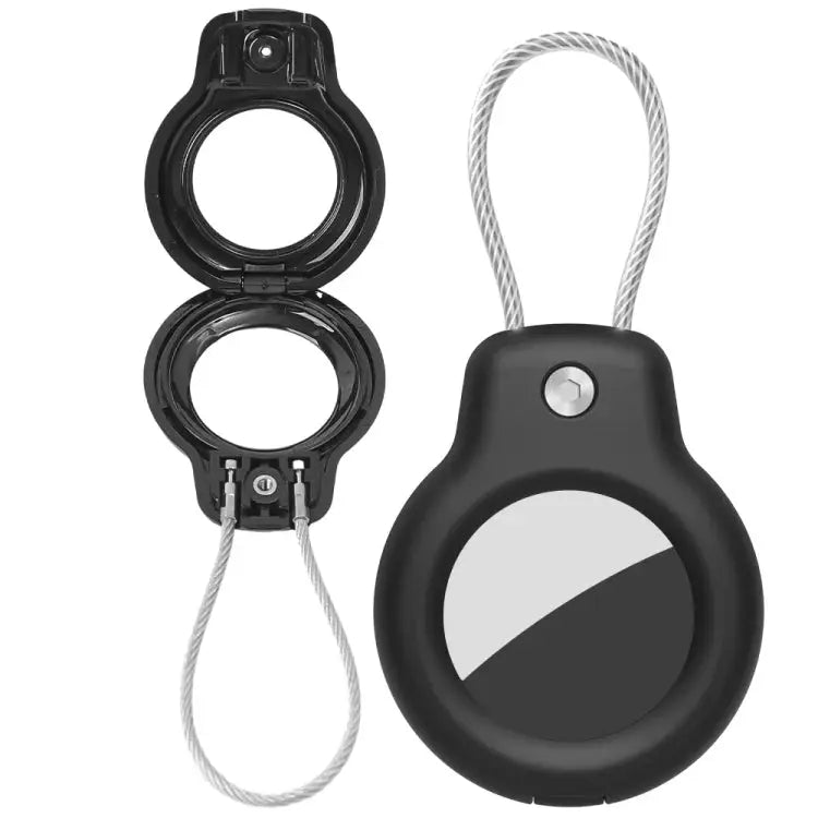 For AirTag Tracker Protective Cover With Metal Lanyard and Lock Three-proof Case Black White Transparent Black - Apple