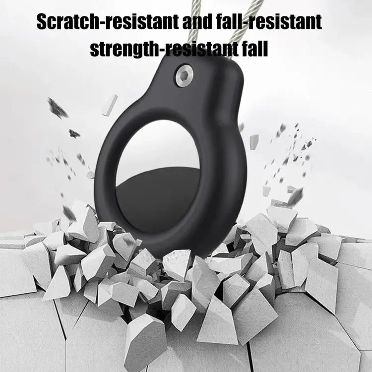 For AirTag Tracker Protective Cover With Metal Lanyard and Lock Three-proof Case Black White Transparent Black - Apple