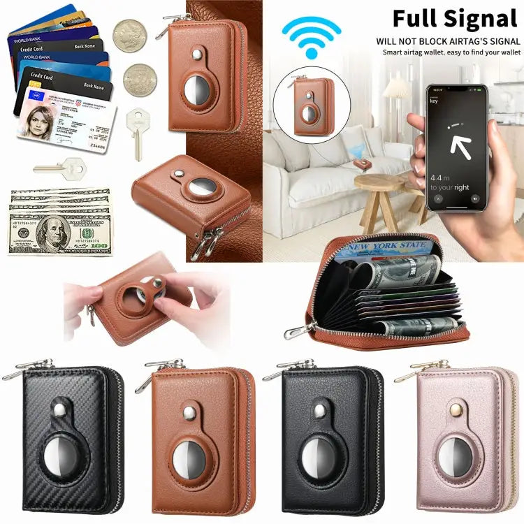 For AirTag Zipper Wallet Protective Cover Case - Apple Accessories