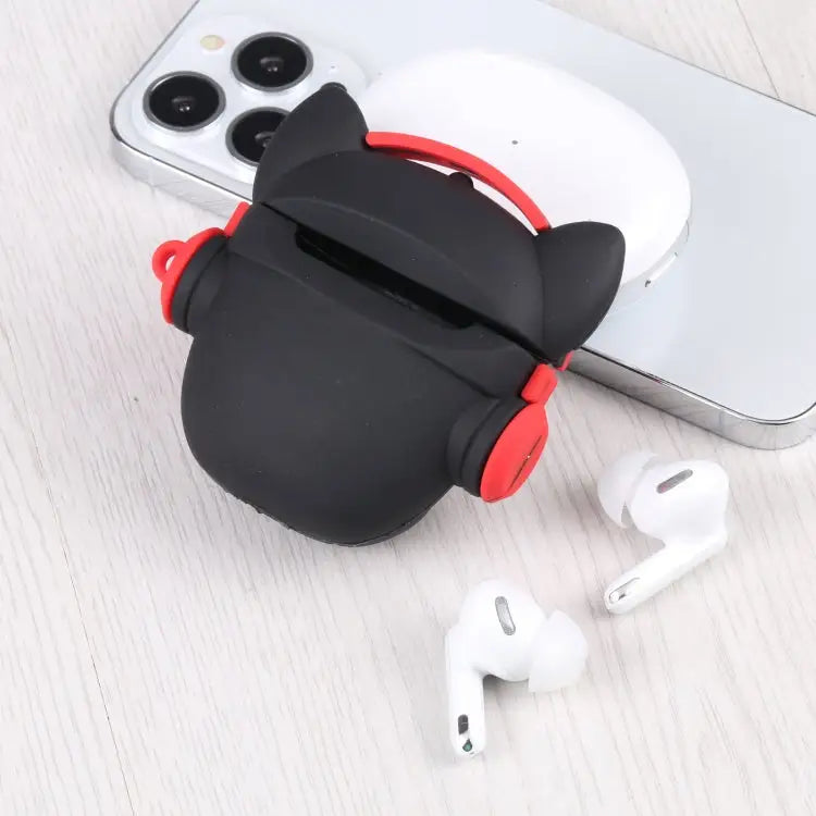 For Apple AirPods 1/2 Generation Universal Angel Devil Bluetooth Headphone Protective Case - Black - Apple Accessories