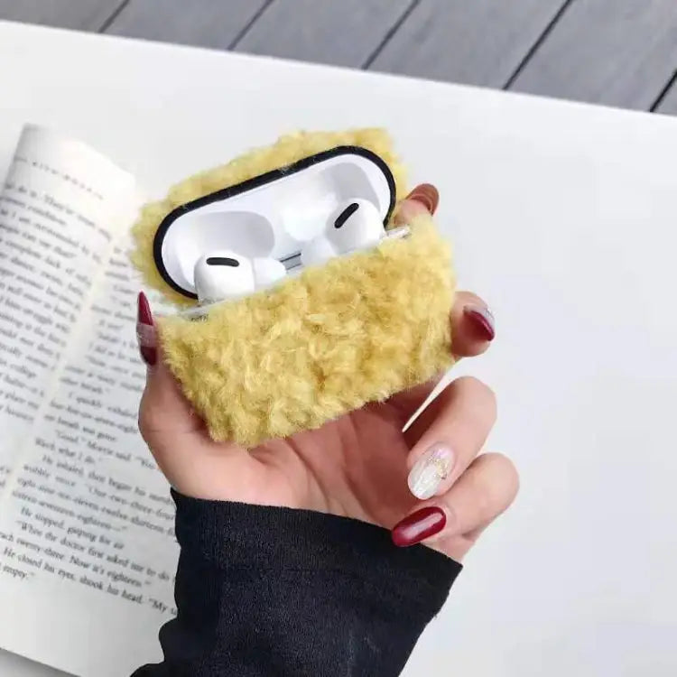 For Apple AirPods Pro Plush Bluetooth Headphone Protective Case - Yellow - Apple Accessories