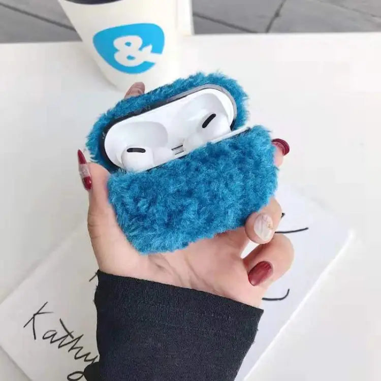 For Apple AirPods Pro Plush Bluetooth Headphone Protective Case - Blue - Apple Accessories