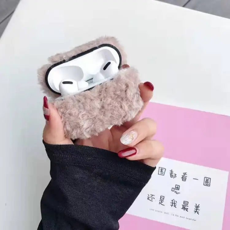 For Apple AirPods Pro Plush Bluetooth Headphone Protective Case - Pink Purple - Apple Accessories