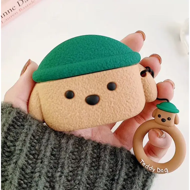 For Apple AirPods Pro Teddy Dog Bluetooth Headphone Protective Case - Brown - Apple Accessories