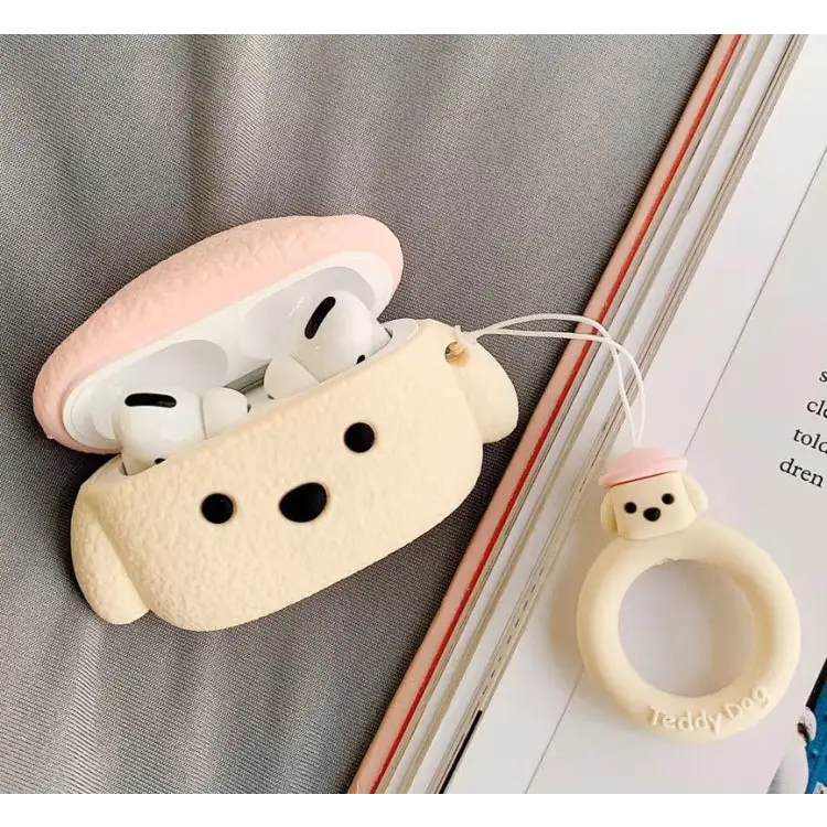 For Apple AirPods Pro Teddy Dog Bluetooth Headphone Protective Case - Off-White - Apple Accessories
