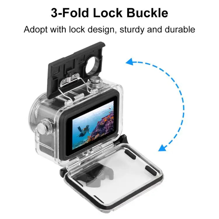 For DJI Osmo Action 5 Pro / 3 / 4 PULUZ 60m Underwater Waterproof Housing Diving Case with Cold Shoe & Buckle Basic