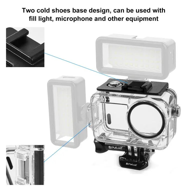 For DJI Osmo Action 5 Pro / 3 / 4 PULUZ 60m Underwater Waterproof Housing Diving Case with Cold Shoe & Buckle Basic