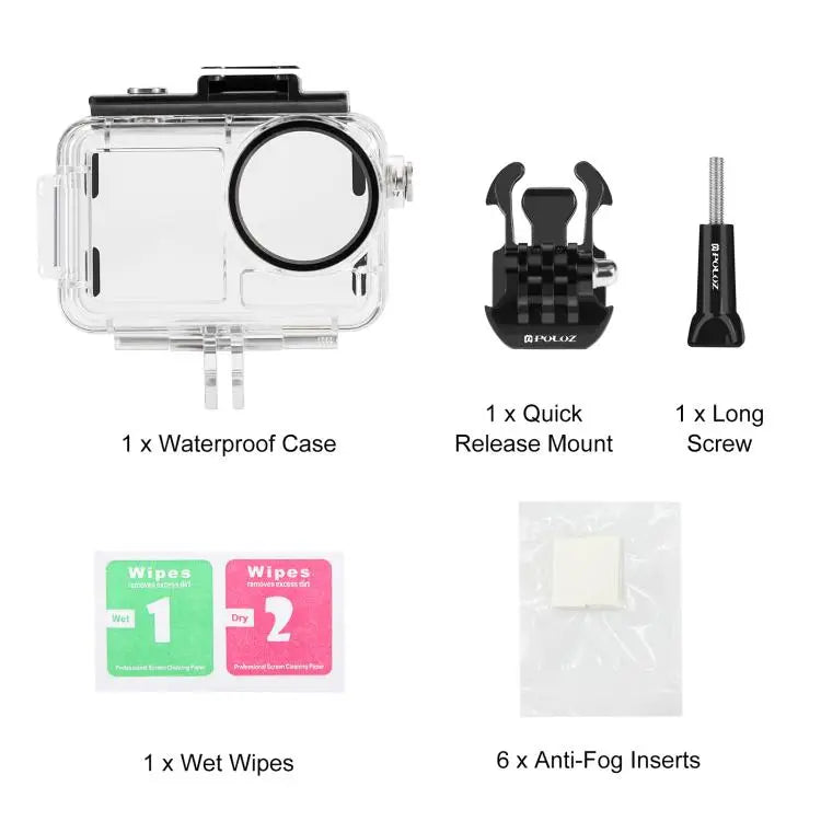 For DJI Osmo Action 5 Pro / 3 / 4 PULUZ 60m Underwater Waterproof Housing Diving Case with Cold Shoe & Buckle Basic