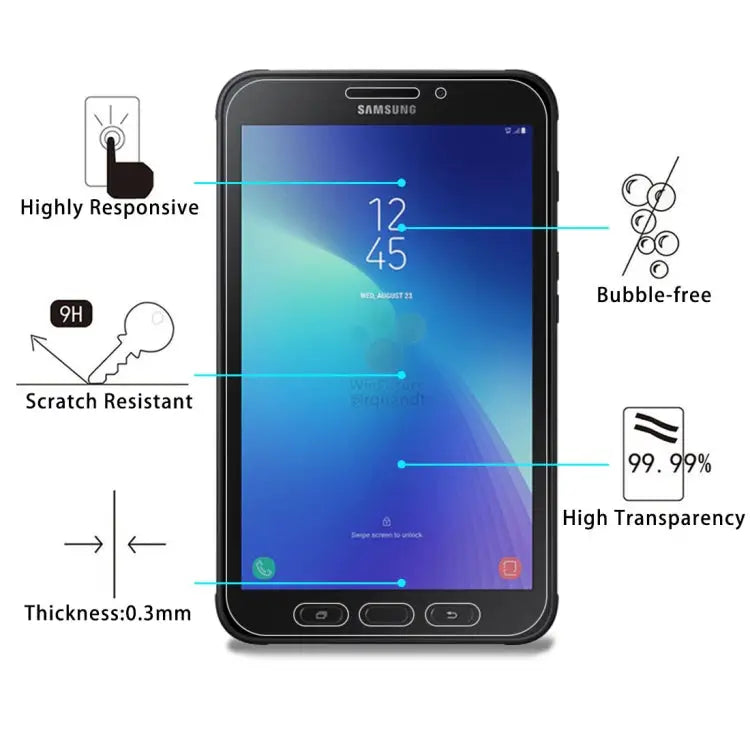 For Galaxy Tab Active2 8.0 LTE / T395 0.3mm 9H Surface Hardness Tempered Glass Film For Galaxy Tab Active2 8.0 LTE