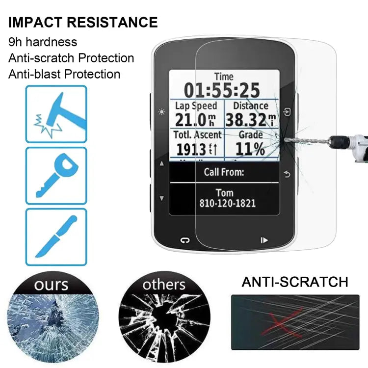 For Garmin Edge 520 0.26mm 2.5D 9H Tempered Glass Film Screen Protector For Garmin Edge 520 - For Garmin Edge 520