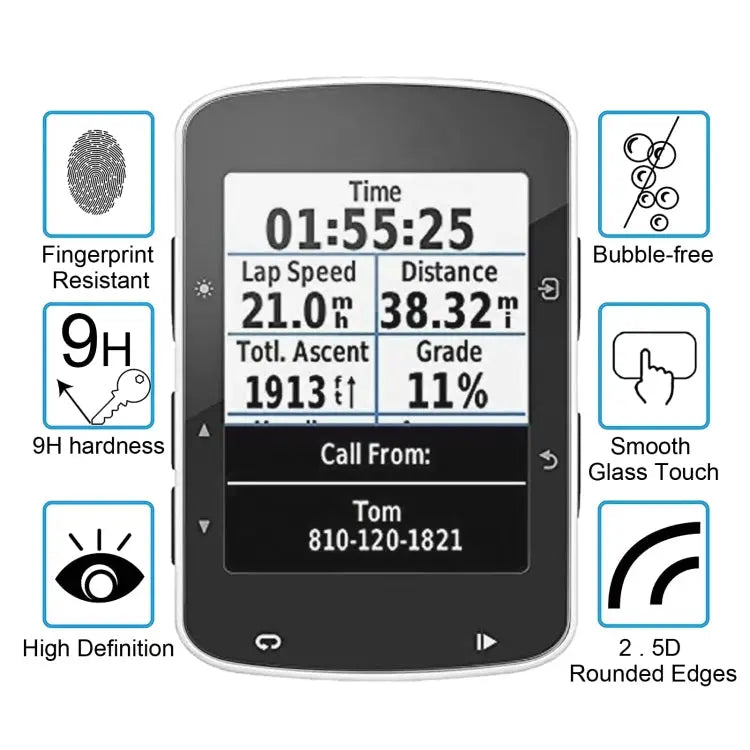 For Garmin Edge 520 0.26mm 2.5D 9H Tempered Glass Film Screen Protector For Garmin Edge 520 - For Garmin Edge 520