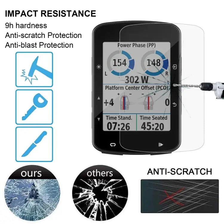 For Garmin Edge 520 Plus 0.26mm 2.5D 9H Tempered Glass Film Screen Protector For Garmin Edge 520 Plus - For Garmin Edge