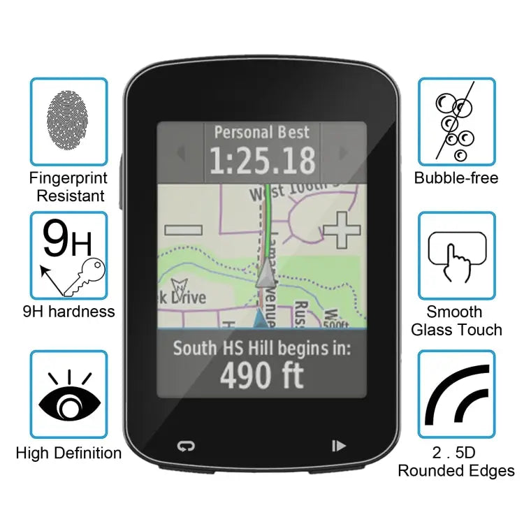 For Garmin Edge 820 0.26mm 2.5D 9H Tempered Glass Film Screen Protector For Garmin Edge 820 - For Garmin Edge 820