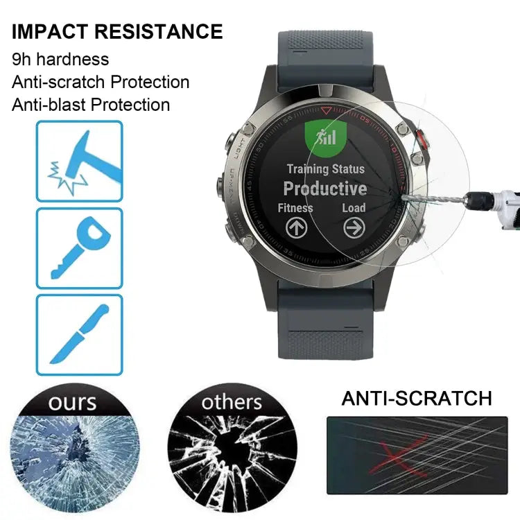 For Garmin Fenix 5 0.26mm 2.5D 9H Tempered Glass Film Screen Protector For Garmin Fenix 5 - For Garmin Fenix 5