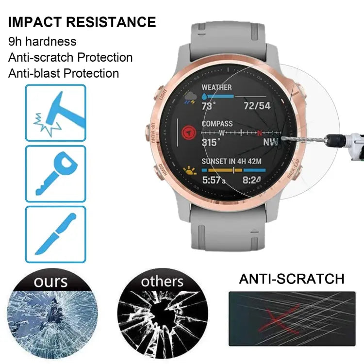 For Garmin Fenix 6S 0.26mm 2.5D 9H Tempered Glass Film Screen Protector For Garmin Fenix 6S - For Garmin Fenix 6S