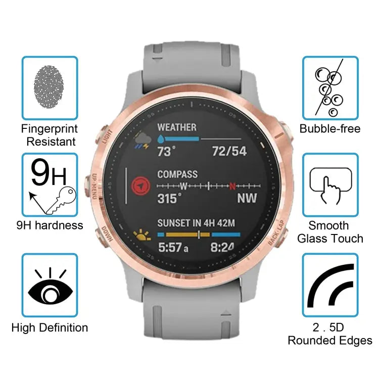 For Garmin Fenix 6S 0.26mm 2.5D 9H Tempered Glass Film Screen Protector For Garmin Fenix 6S - For Garmin Fenix 6S