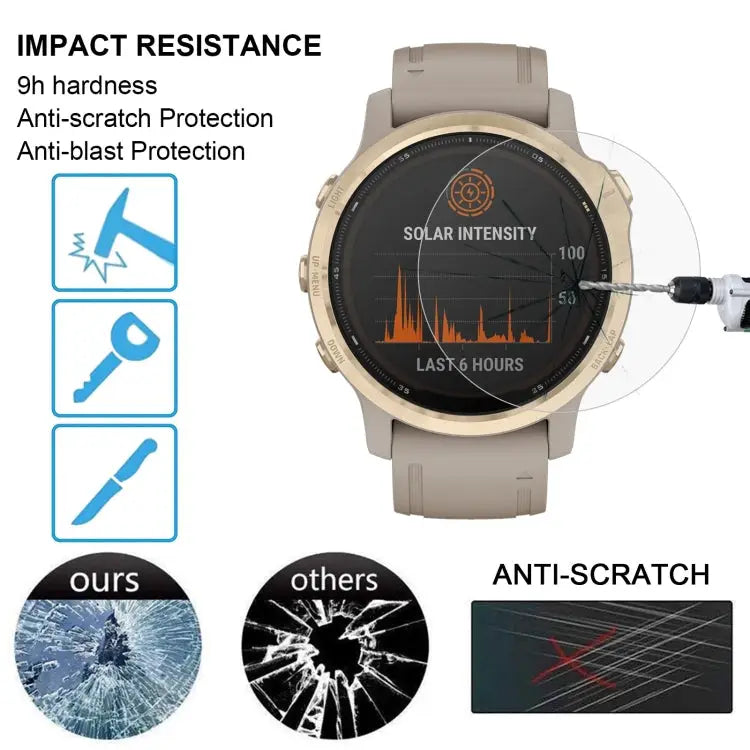 For Garmin Fenix 6S Pro 0.26mm 2.5D 9H Tempered Glass Film Screen Protector For Garmin Fenix 6S Pro - For Garmin Fenix